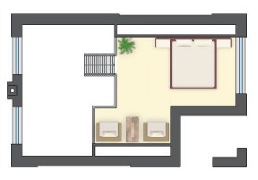 Projekt domu z poddaszem użytkowym, otwarta kuchnia, łazienka z oknem i 2 sypialnie