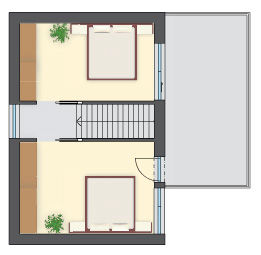 Projekt sypialni z wyjściem na taras, dom na małą działkę
