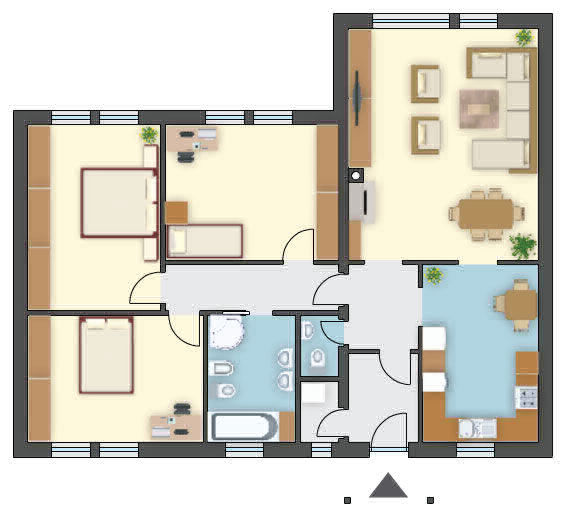 Prosty, parterowy dom kompaktowy 115,20 m², 3 sypialnie, parterowy