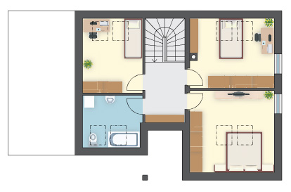 Funkcjonalne wnętrze domu, projekt ergonomiczny, 4 sypialnie, 1-st. garaż