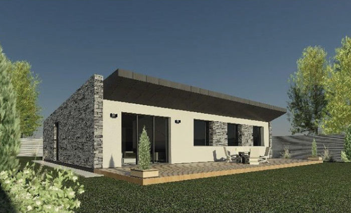 Projekt budynku handlowo-usługowego o niskiej połaci dachu, 107,90 m²