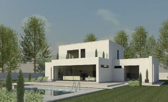 Nietypowe i oryginalne kształty okien w domu parterowym, projekt nowoczesny