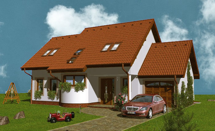 Projekt domu z przeszklonym wykuszem w kuchni