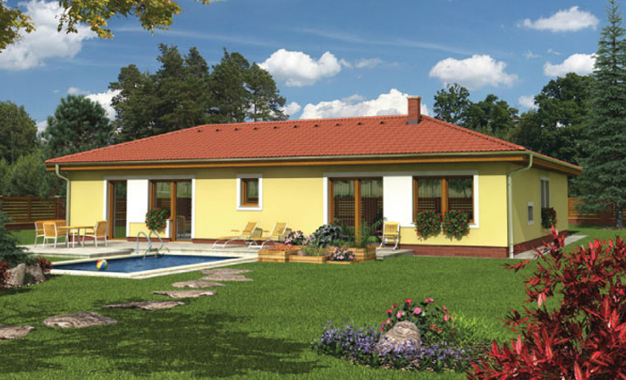 Elewacja domu drewnianego: projekt domu dla 6-7-os. rodziny