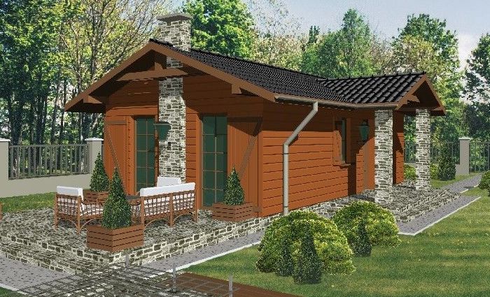 Projekt domu dostępny w wersji letniskowej i całorocznej, na planie prostokąta