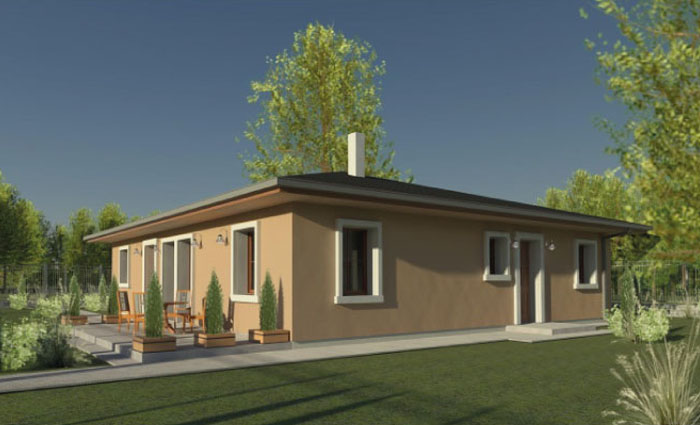 Projekt domu z osobnym mieszkaniem o pow. 35 m², posiadającym odrębne wejście