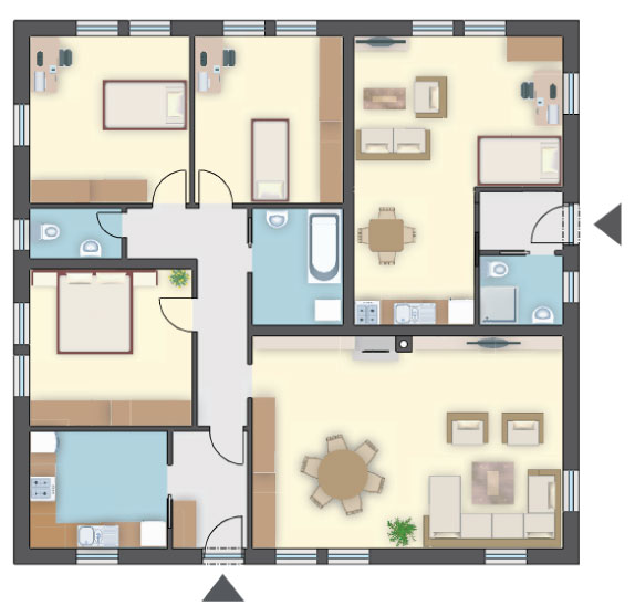 Projekt domu z osobnym mieszkaniem o pow. 35 m², posiadającym odrębne wejście