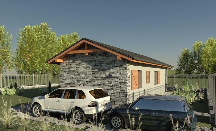 Komfortowy układ funkcjonalny dla 2-3-os. rodziny - projekt domu z 1 sypialnią 13 m²