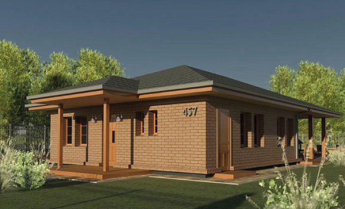 Funkcjonalny i ergonomiczny projekt domu, salon z jadalnią 35 m², 3 sypialnie i pralnia