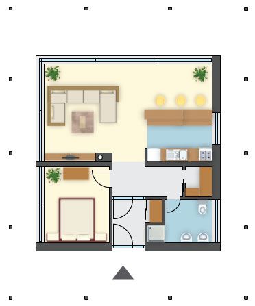 Duże okna w projekcie domu, ekonomiczny z 1 sypialnią