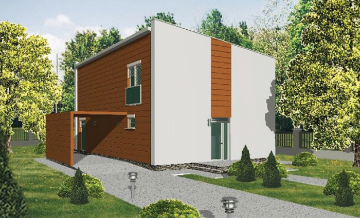 Atrium w projekcie domu, jadalnia bez sufitu, dom z poddaszem i garażem, 4 sypialnie