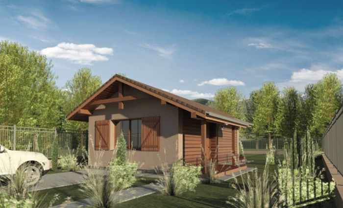 Okiennice drewniane zewnętrzne, letniskowy projekt domu
