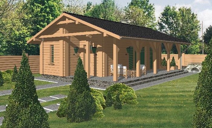 Komfortowy układ funkcjonalny dla 2-3-os. rodziny - projekt domu z 1 sypialnią 13 m²