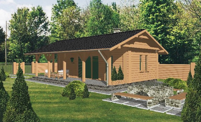 Komfortowy układ funkcjonalny dla 2-3-os. rodziny - projekt domu z 1 sypialnią 13 m²